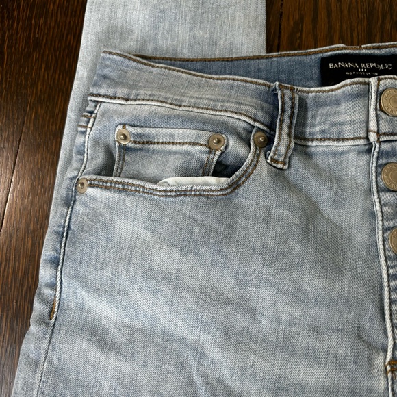 Banana Republic Jeans Womens 27 4 Petite Blue High Rise Skinny Button Fly Denim - Picture 3 of 8